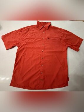 Oobe Short-Sleeve Casual Button-Down Men’s Orange Outdoors Shirt, L